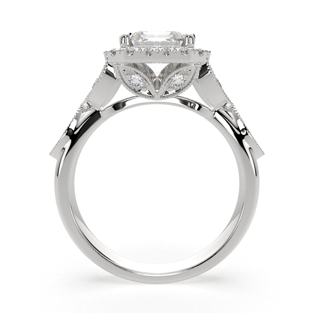 Ada Emerald Cut Halo Pave Engagement Ring Setting - Nivetta