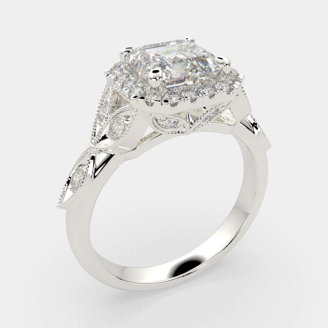 Ada Emerald Cut Halo Pave Engagement Ring Setting - Nivetta
