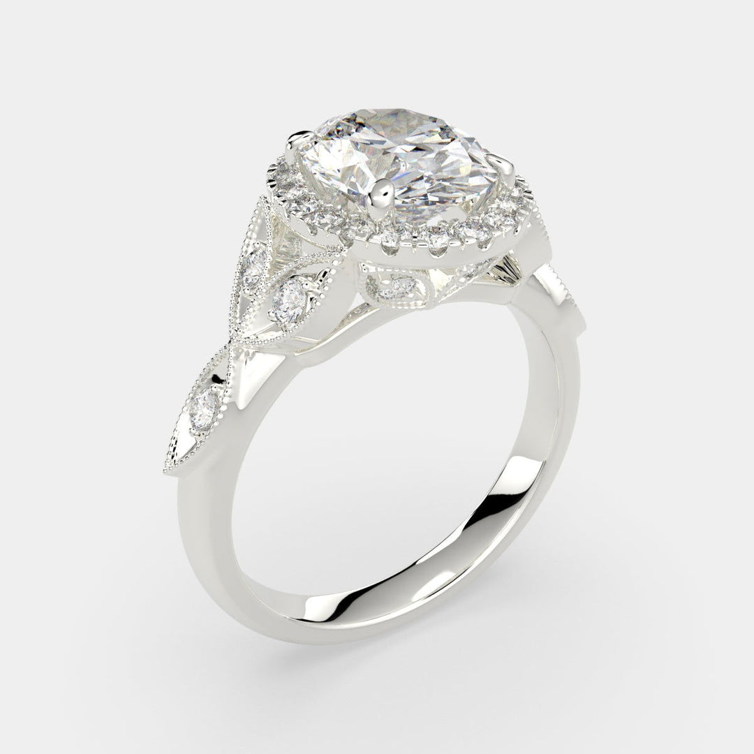 Ada Oval Cut Halo Pave Engagement Ring Setting - Nivetta
