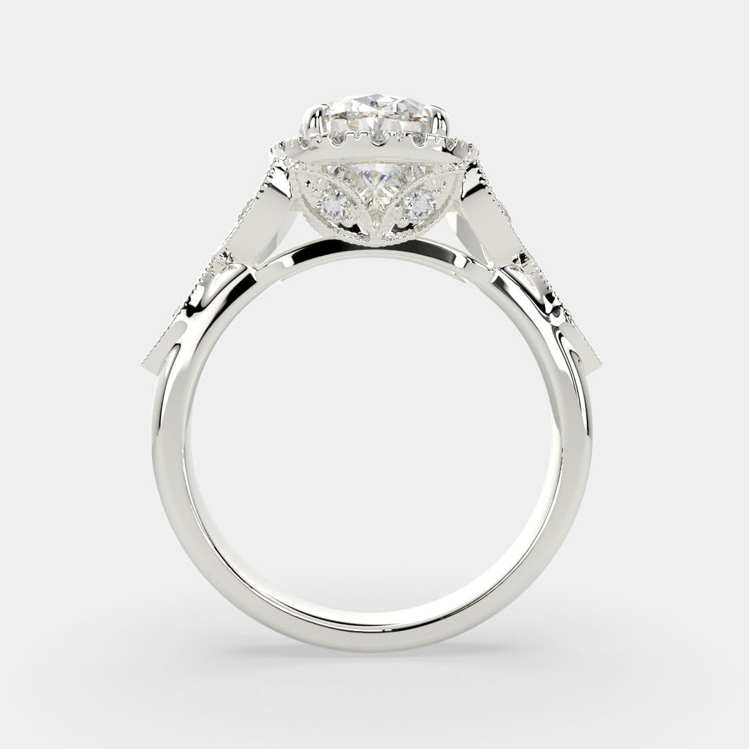 Ada Oval Cut Halo Pave Engagement Ring Setting - Nivetta
