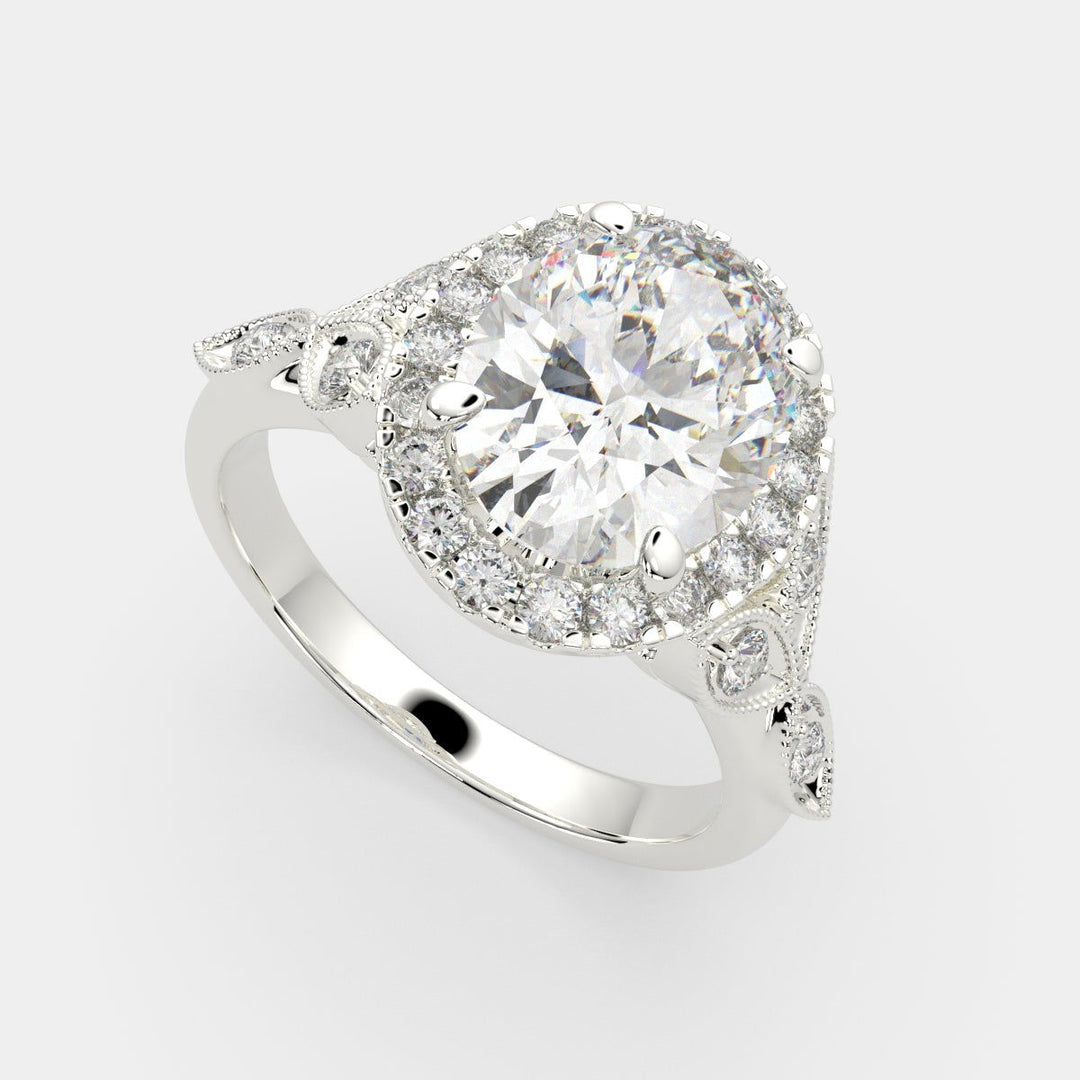 Ada Oval Cut Halo Pave Engagement Ring Setting - Nivetta