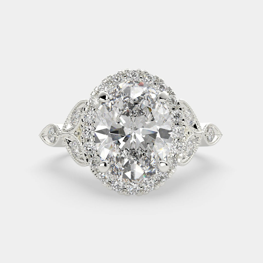 Ada Oval Cut Halo Pave Engagement Ring Setting - Nivetta