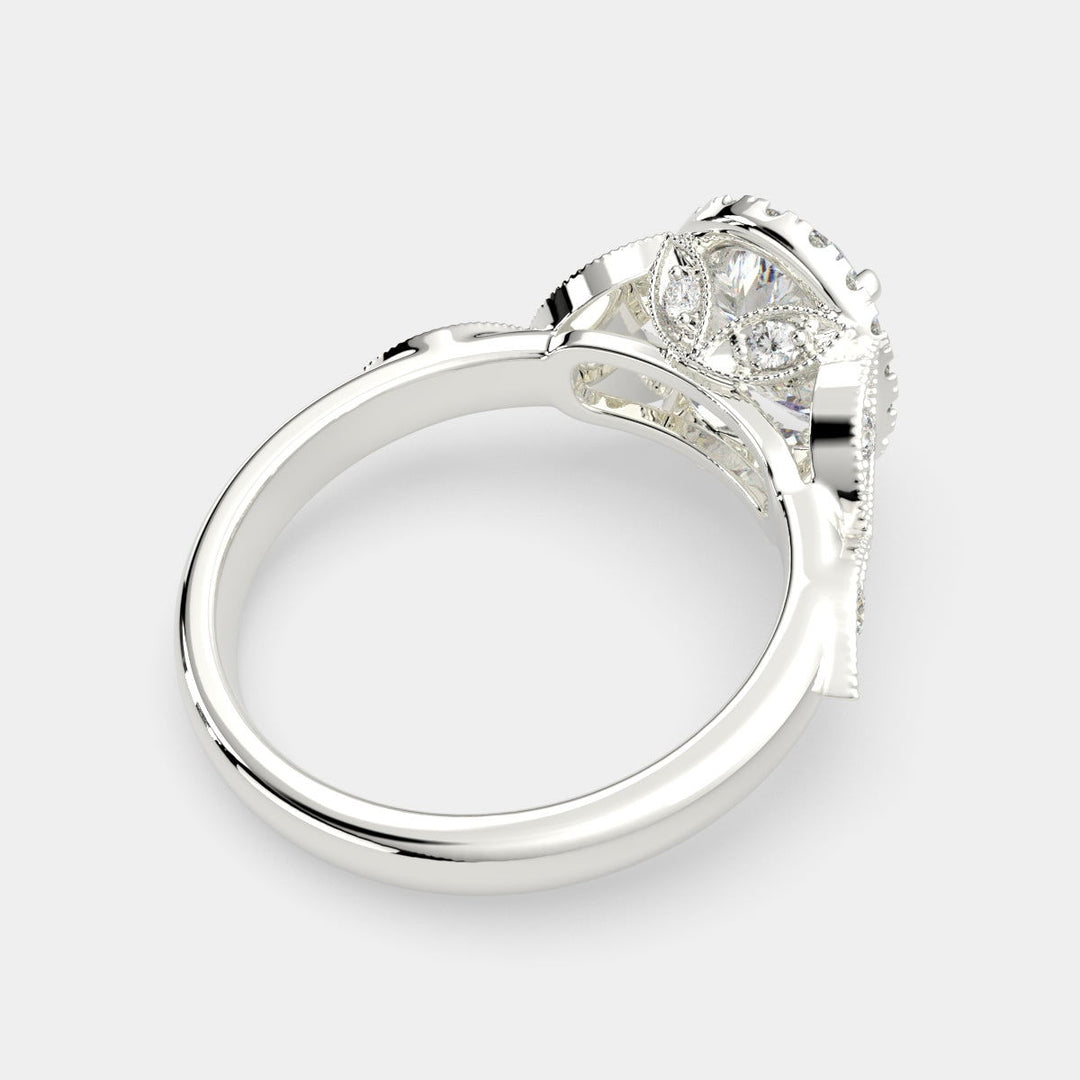 Ada Oval Cut Halo Pave Engagement Ring Setting - Nivetta