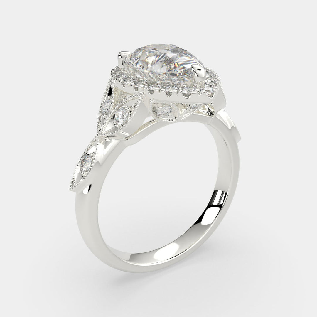 Ada Pear Cut Halo Pave Engagement Ring Setting - Nivetta