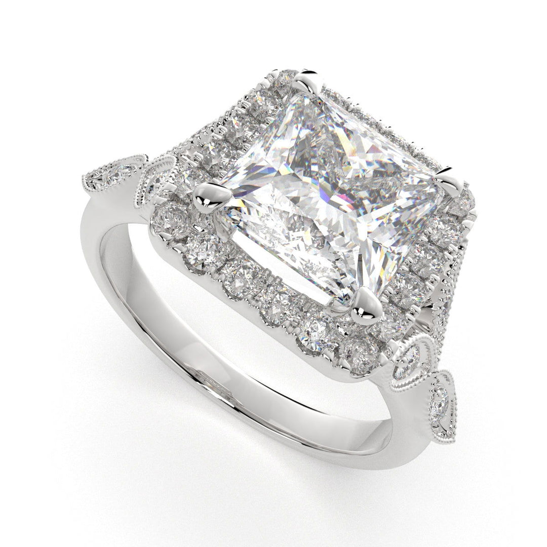 Ada Princess Cut Halo Pave Engagement Ring Setting - Nivetta