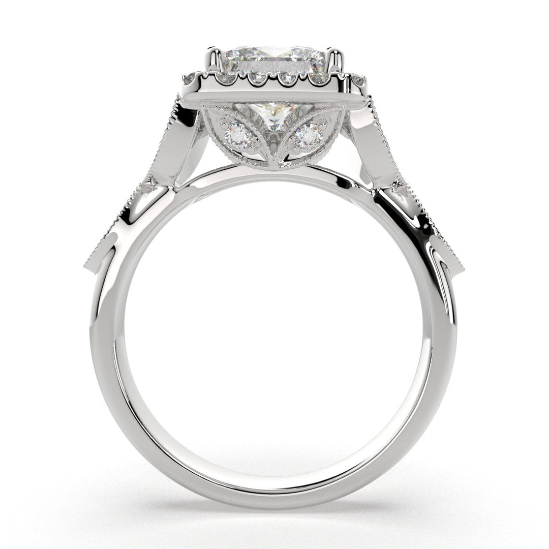 Ada Princess Cut Halo Pave Engagement Ring Setting - Nivetta