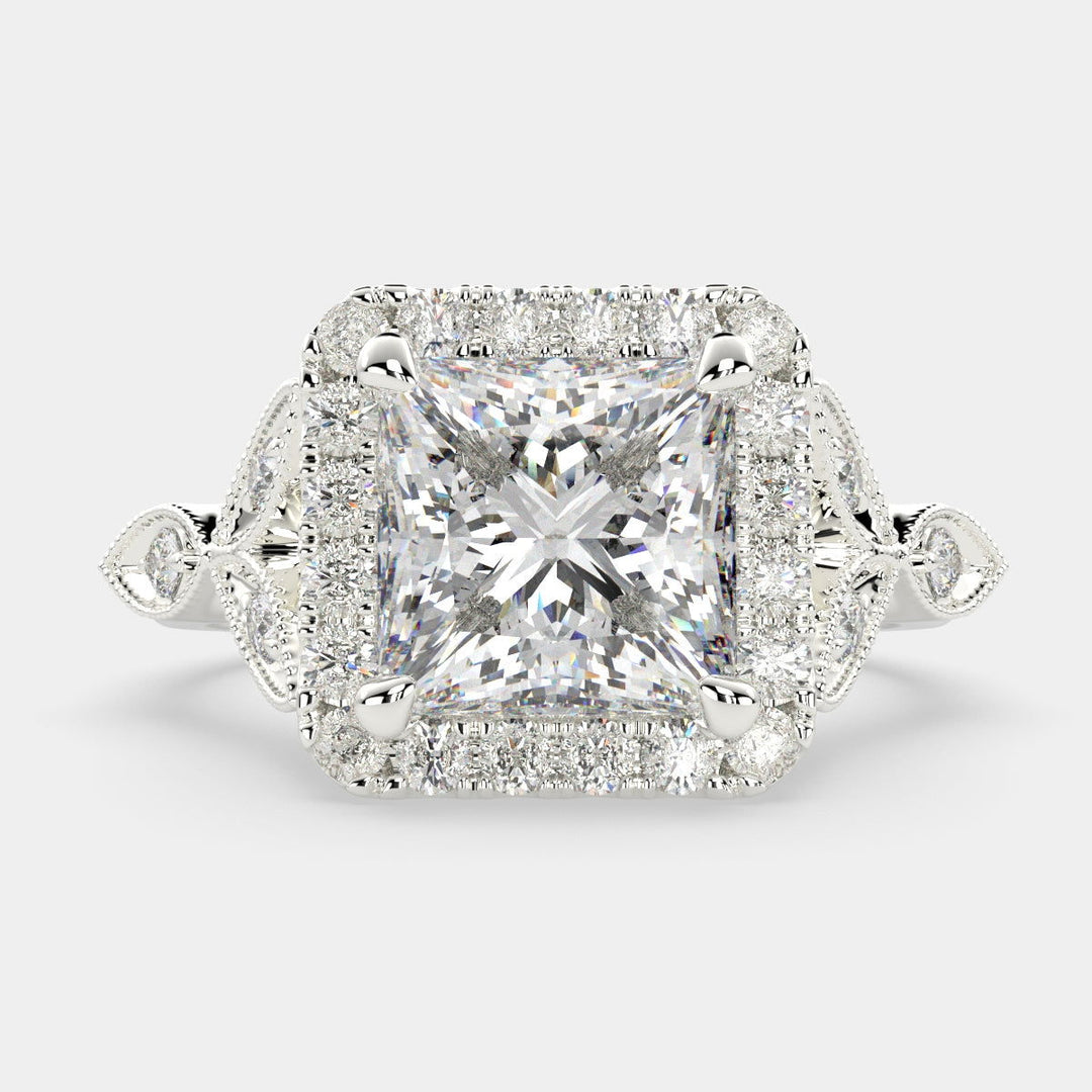 Ada Princess Cut Halo Pave Engagement Ring Setting - Nivetta