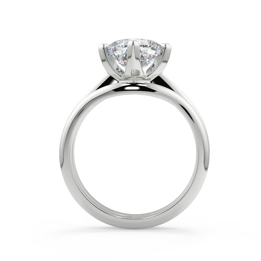 Alana 4 Claw Compass Set Solitaire Round Cut Diamond Engagement Ring - Nivetta