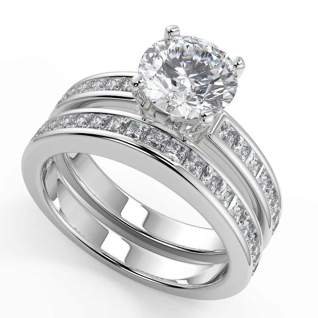 Alexandria Channel Set 4 Prong Round Cut Diamond Engagement Ring - Nivetta