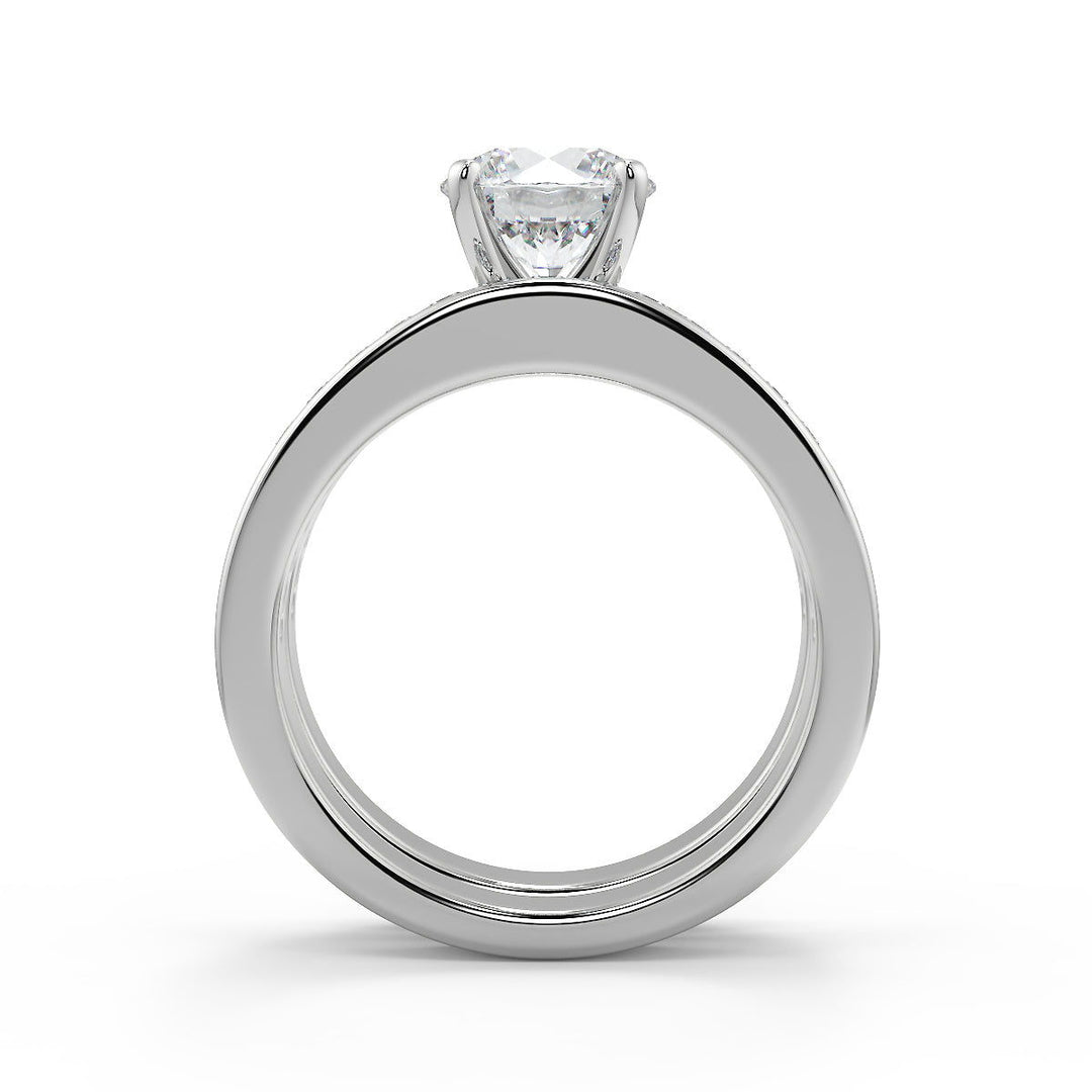 Alexandria Channel Set 4 Prong Round Cut Diamond Engagement Ring - Nivetta