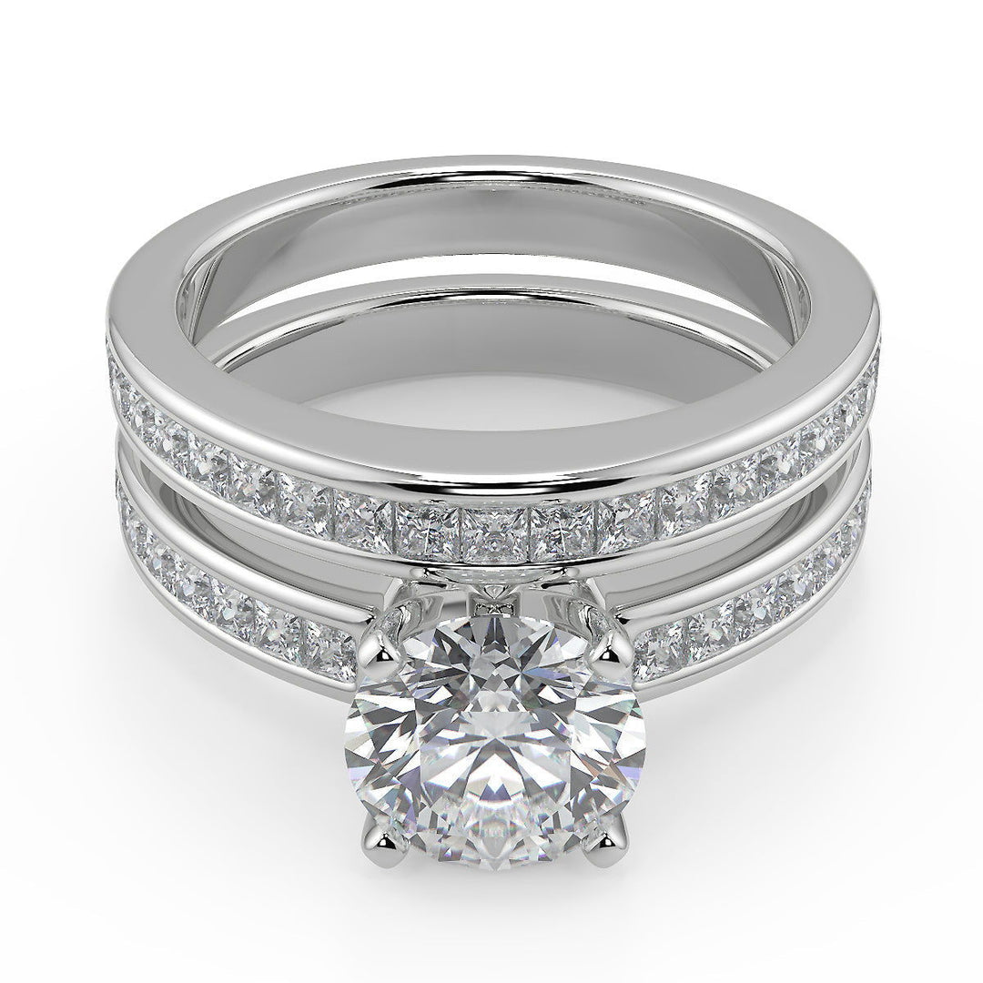 Alexandria Channel Set 4 Prong Round Cut Diamond Engagement Ring - Nivetta