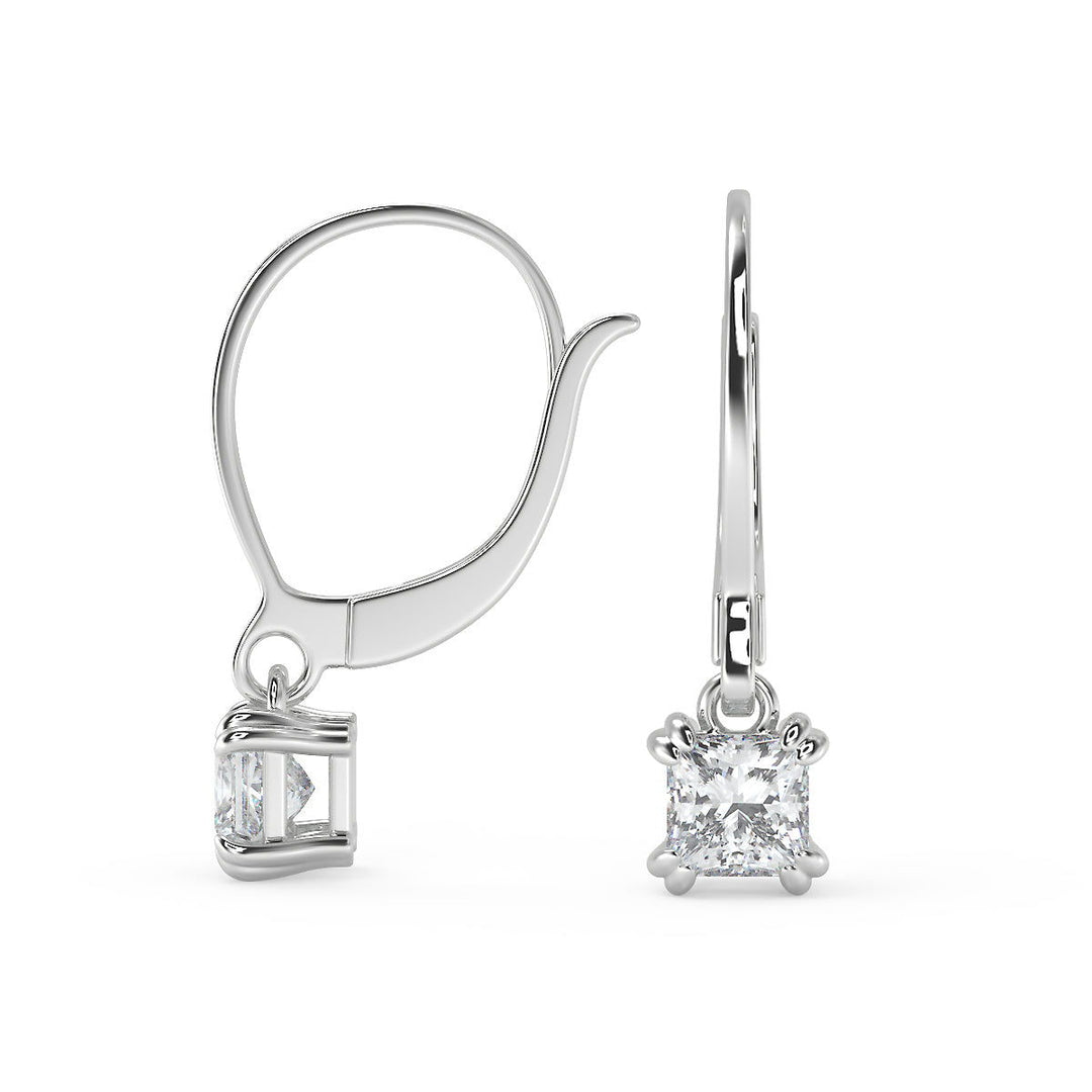 Alexia Princess Cut Double Prong Earrings Leverback - Nivetta