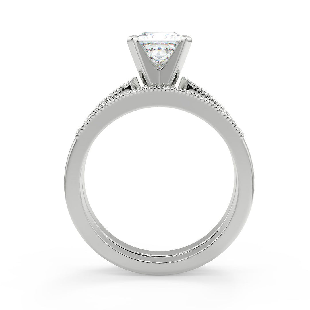Alia Four Prong Milgrain Princess Cut Diamond Engagement Ring - Nivetta