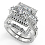 Load image into Gallery viewer, Allie Halo Baguette Accents Princess Cut Diamond Engagement Ring - Nivetta