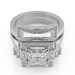 Load image into Gallery viewer, Allie Halo Baguette Accents Princess Cut Diamond Engagement Ring - Nivetta