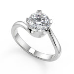 Load image into Gallery viewer, Alma Bezel Set Twist Solitaire Round Cut Diamond Engagement Ring - Nivetta