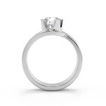 Load image into Gallery viewer, Alma Bezel Set Twist Solitaire Round Cut Diamond Engagement Ring - Nivetta