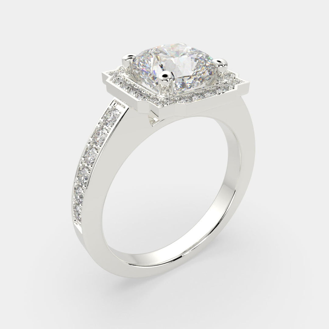 Amalia Cushion Cut Halo Pave Engagement Ring Setting - Nivetta
