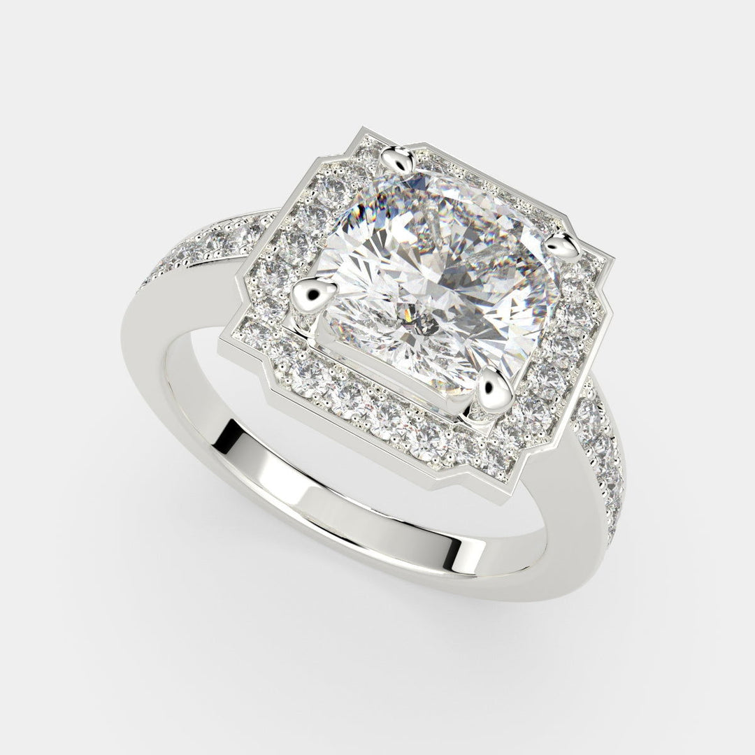 Amalia Cushion Cut Halo Pave Engagement Ring Setting - Nivetta