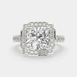 Load image into Gallery viewer, Amalia Cushion Cut Halo Pave Engagement Ring Setting - Nivetta