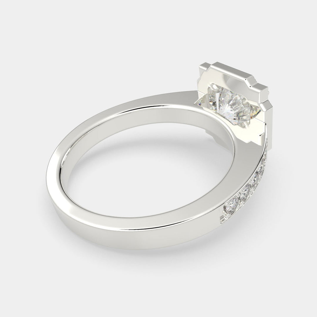Amalia Cushion Cut Halo Pave Engagement Ring Setting - Nivetta