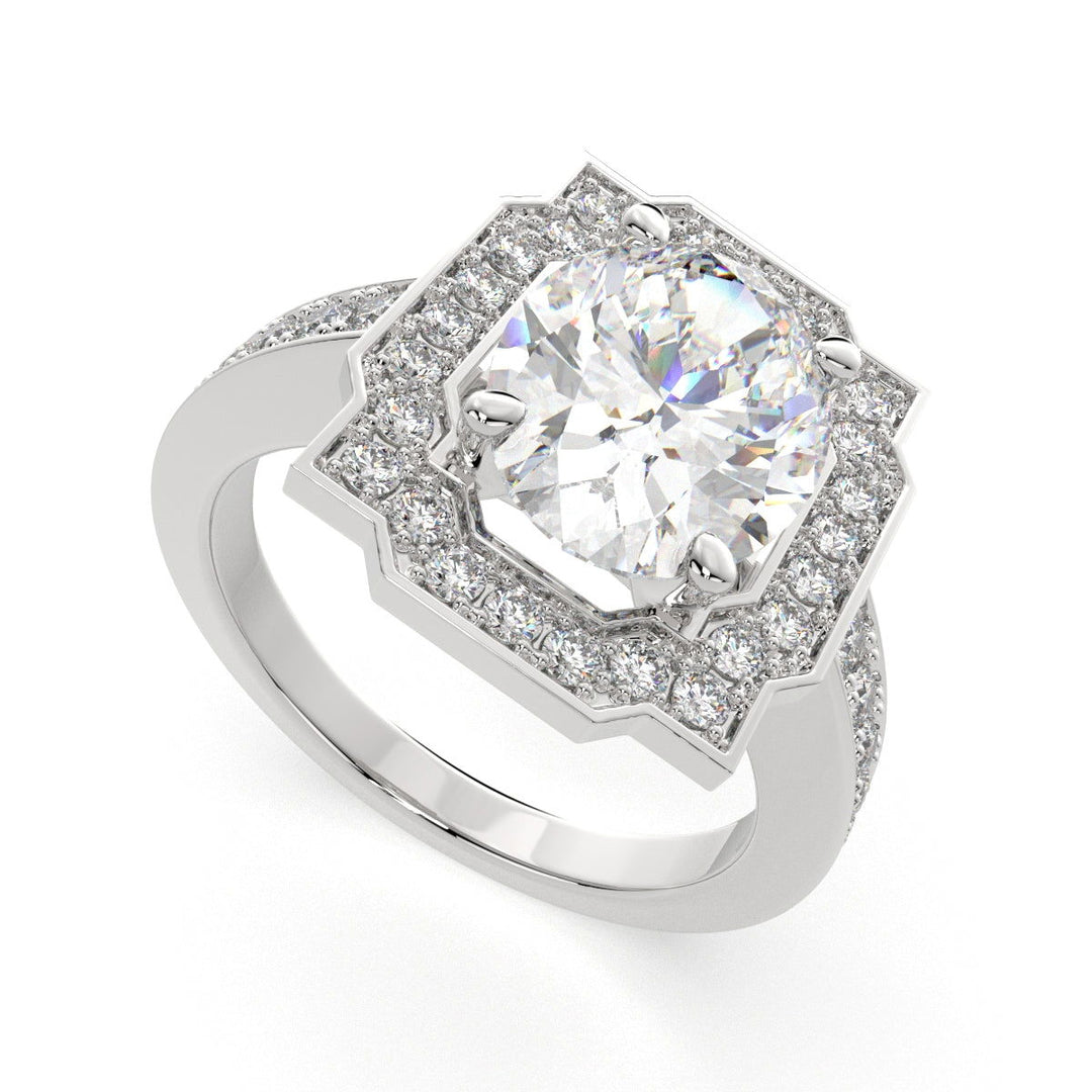 Amalia Oval Cut Halo Pave Engagement Ring Setting - Nivetta