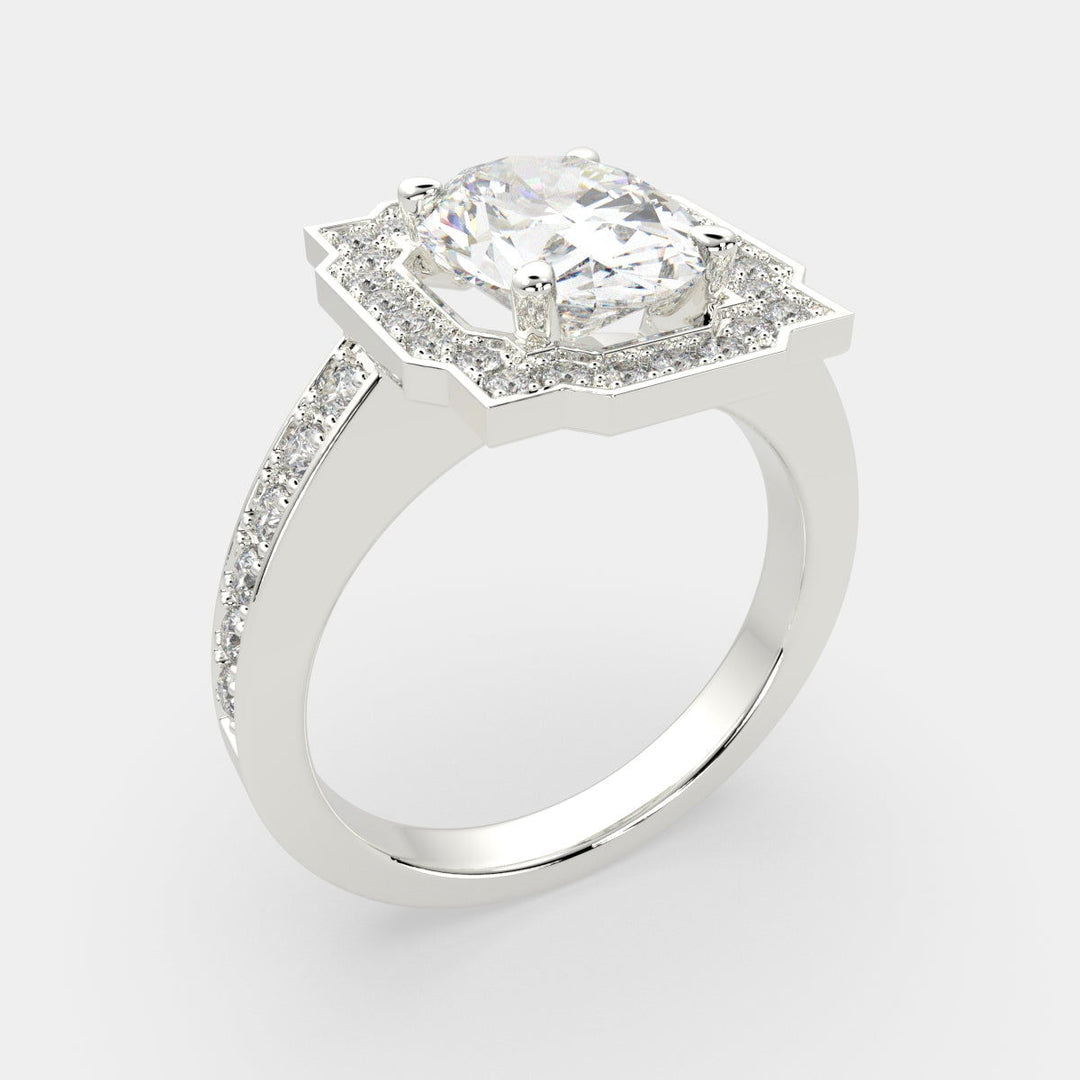 Amalia Oval Cut Halo Pave Engagement Ring Setting - Nivetta