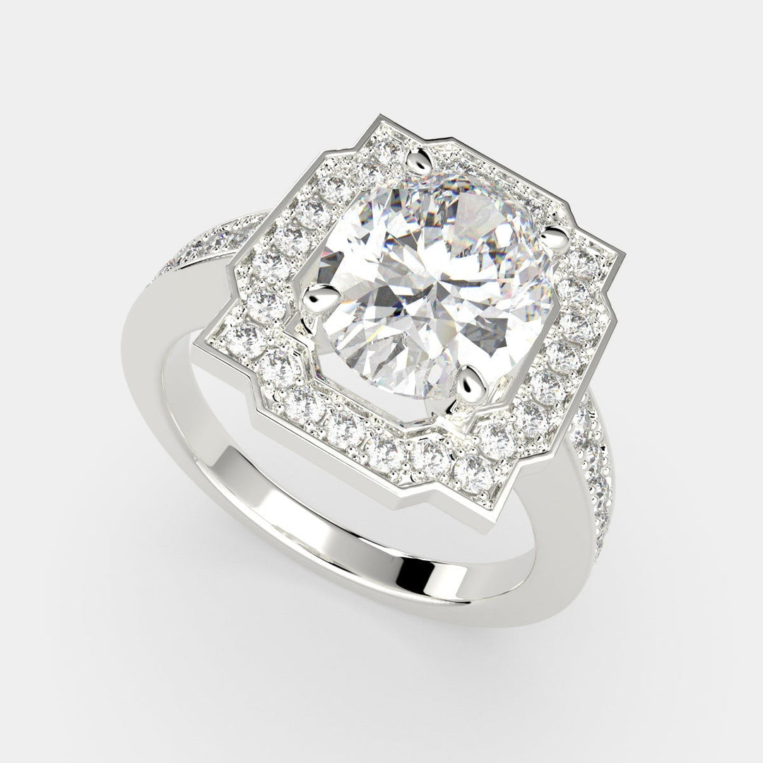 Amalia Oval Cut Halo Pave Engagement Ring Setting - Nivetta