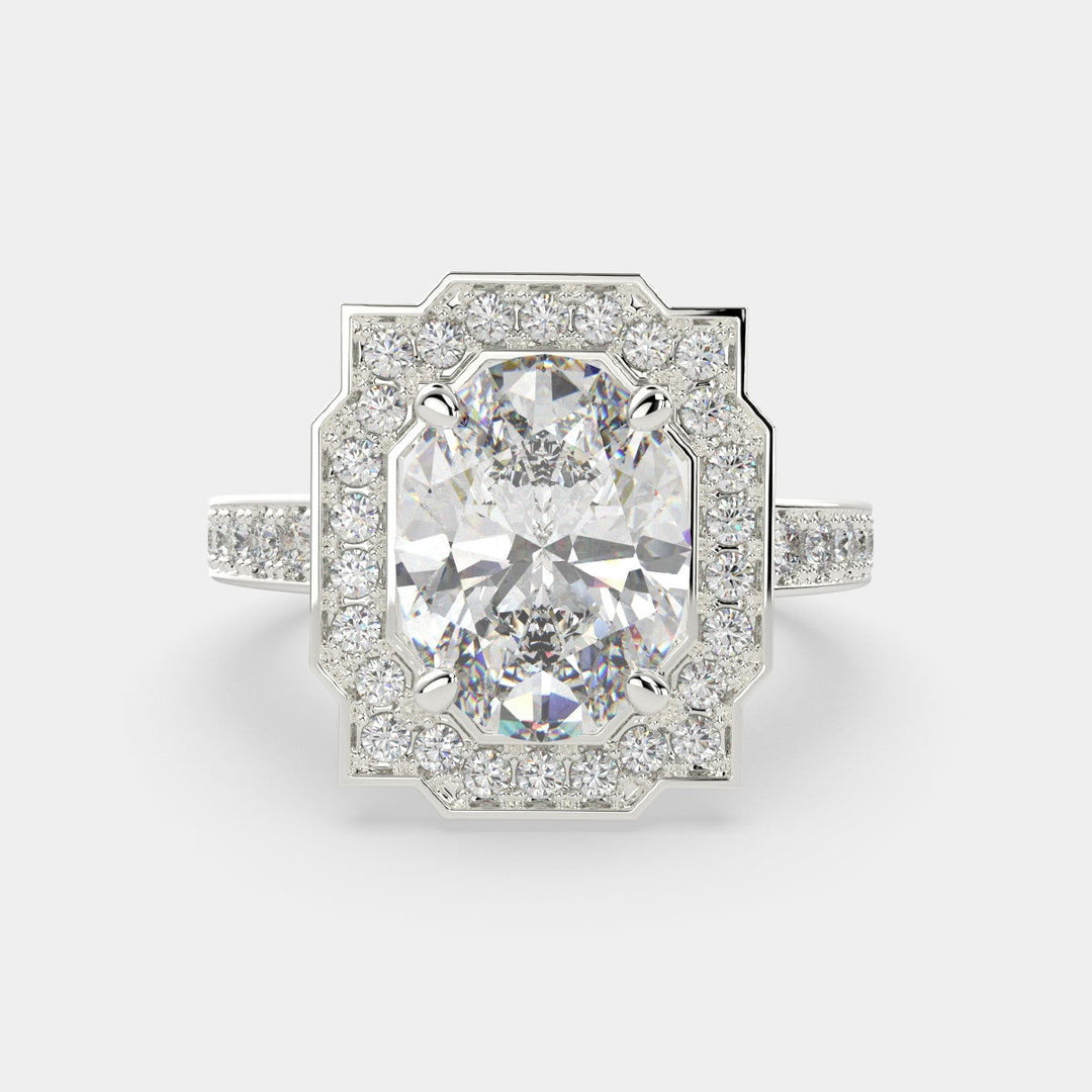 Amalia Oval Cut Halo Pave Engagement Ring Setting - Nivetta