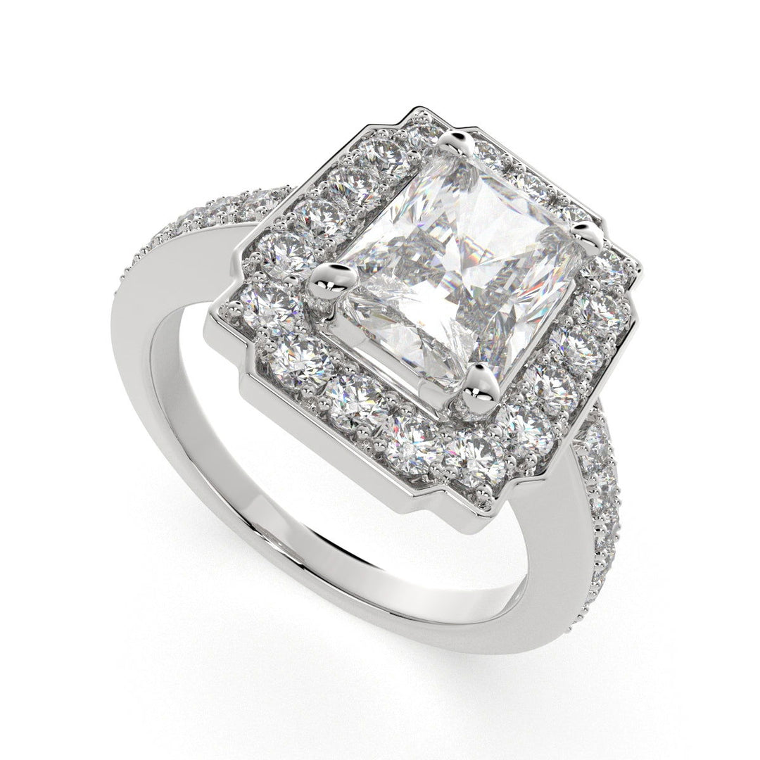Amalia Radiant Cut Halo Pave Engagement Ring Setting - Nivetta
