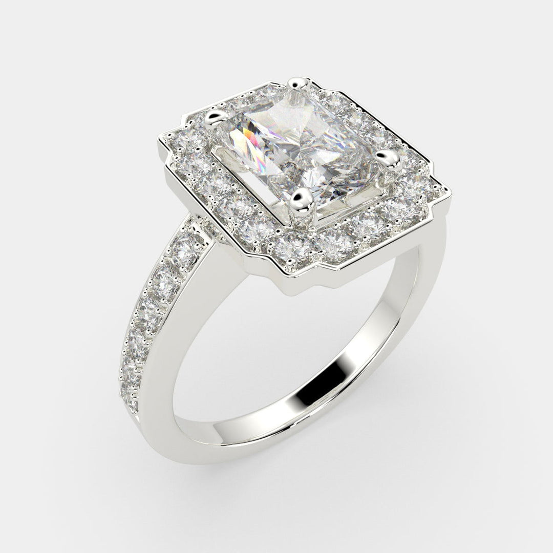 Amalia Radiant Cut Halo Pave Engagement Ring Setting - Nivetta