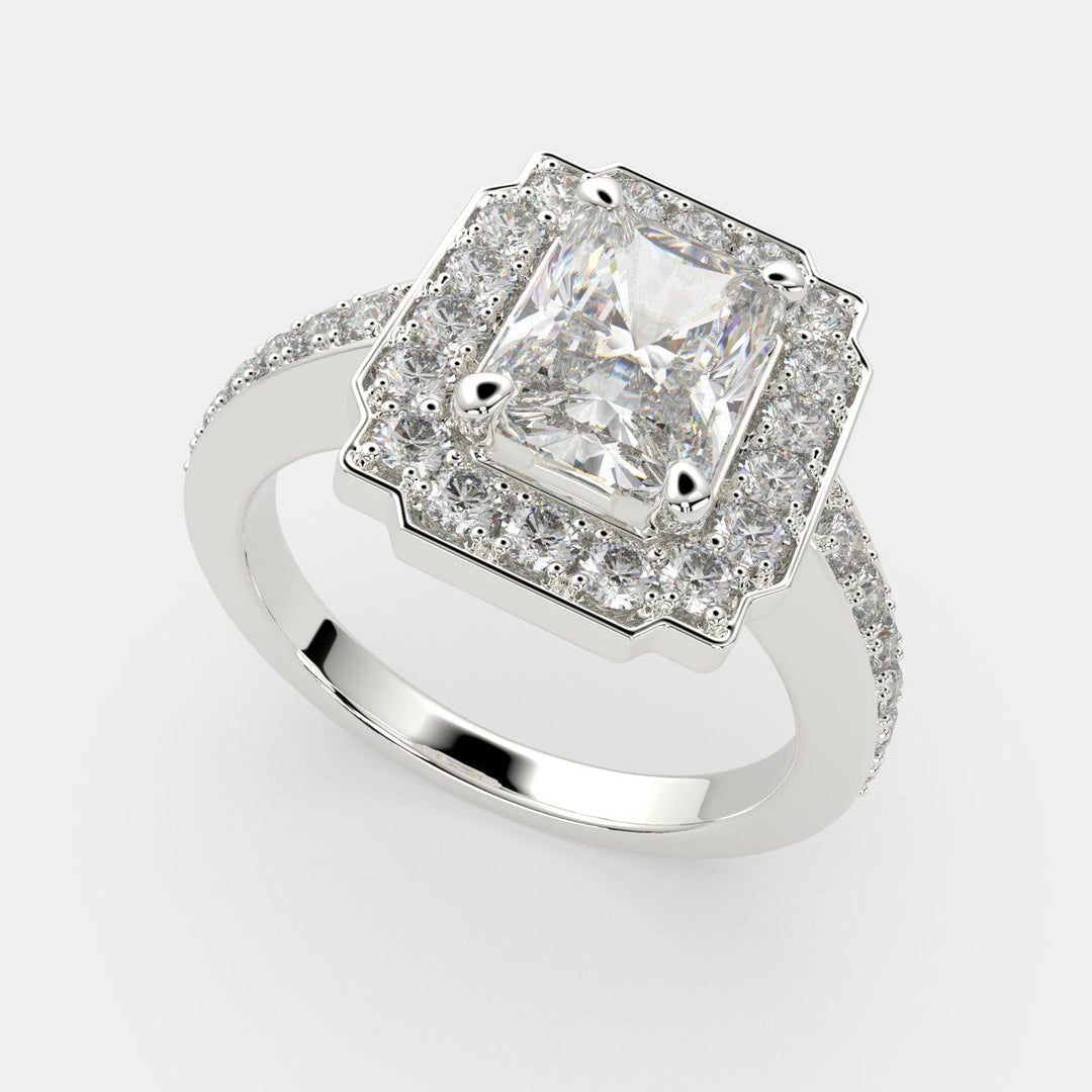 Amalia Radiant Cut Halo Pave Engagement Ring Setting - Nivetta