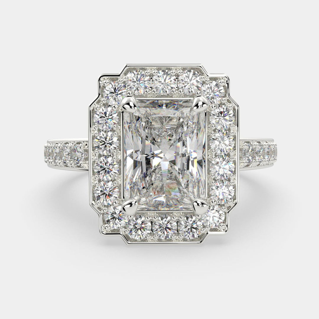 Amalia Radiant Cut Halo Pave Engagement Ring Setting - Nivetta
