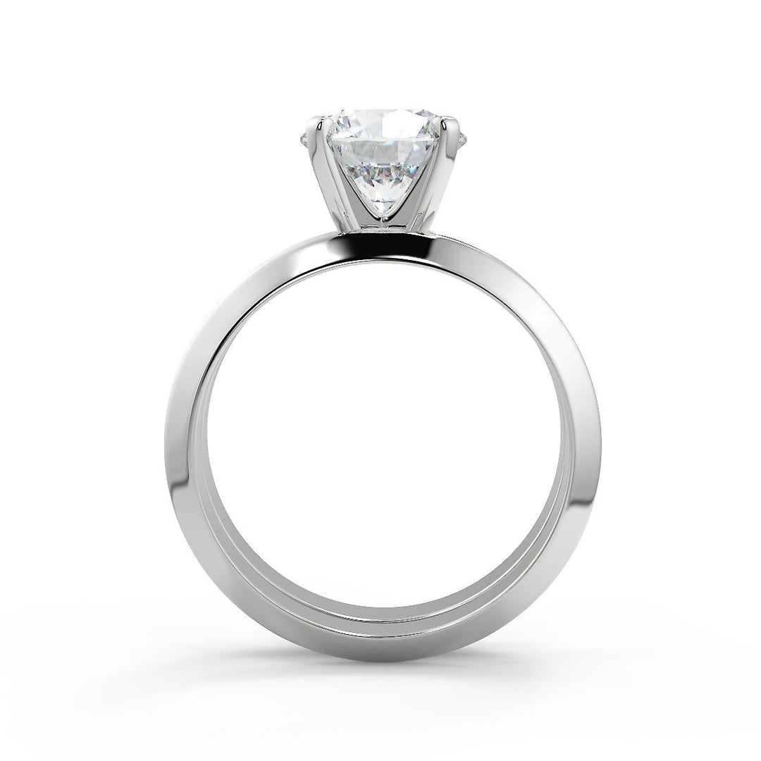 Amara Knife Edge 4 Prong Solitaire Round Cut Diamond Engagement Ring - Nivetta