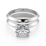 Load image into Gallery viewer, Amara Knife Edge 4 Prong Solitaire Round Cut Diamond Engagement Ring - Nivetta