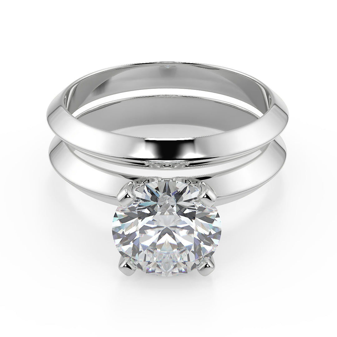 Amara Knife Edge 4 Prong Solitaire Round Cut Diamond Engagement Ring - Nivetta