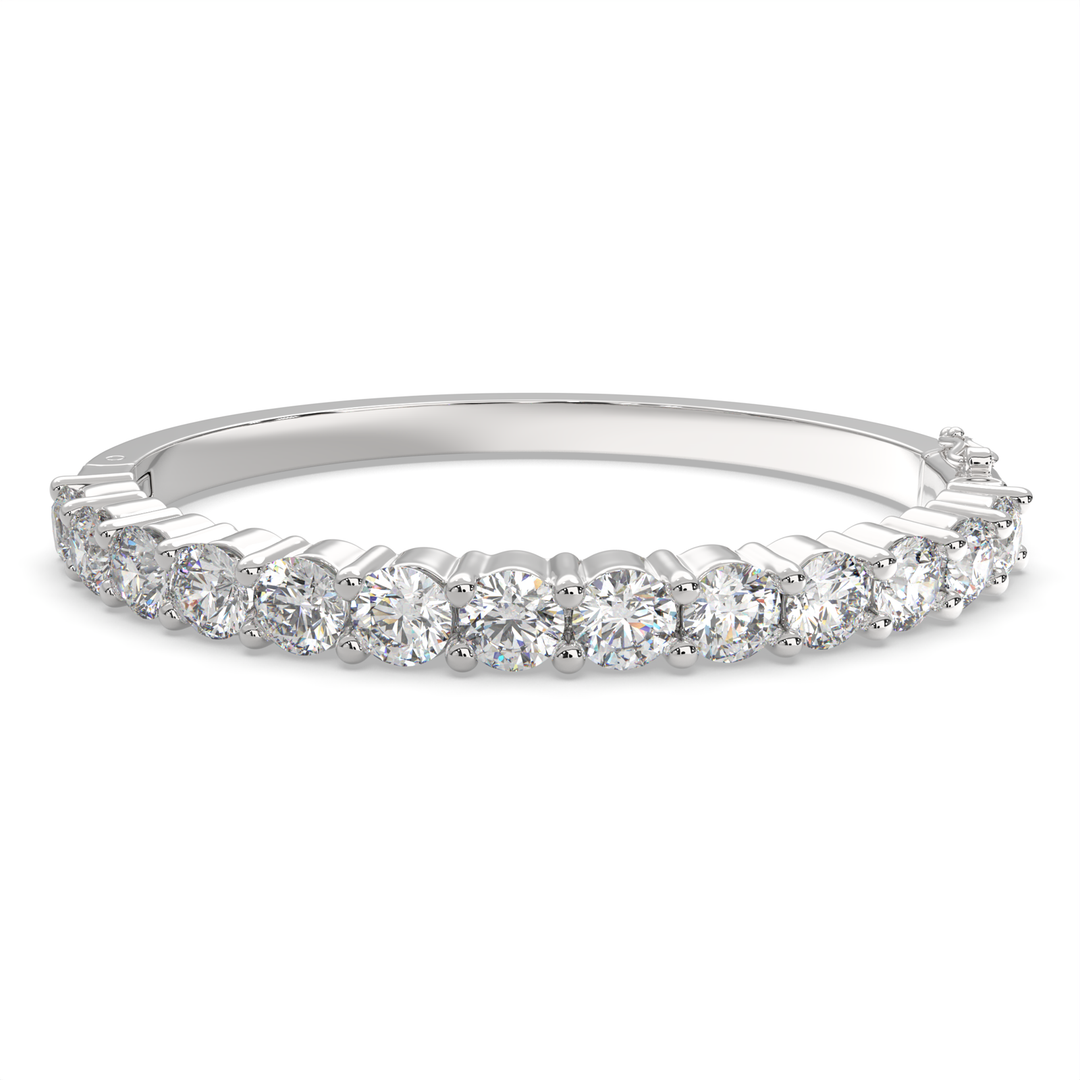 Amaranta Round Cut Diamond Bangle Bracelet Shared Prong Hinged (8 ctw) - Nivetta