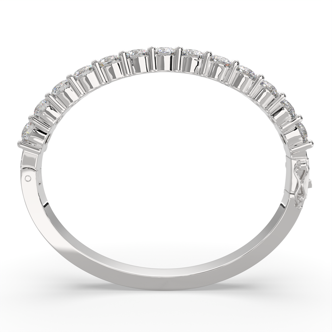Amaranta Round Cut Diamond Bangle Bracelet Shared Prong Hinged (8 ctw) - Nivetta