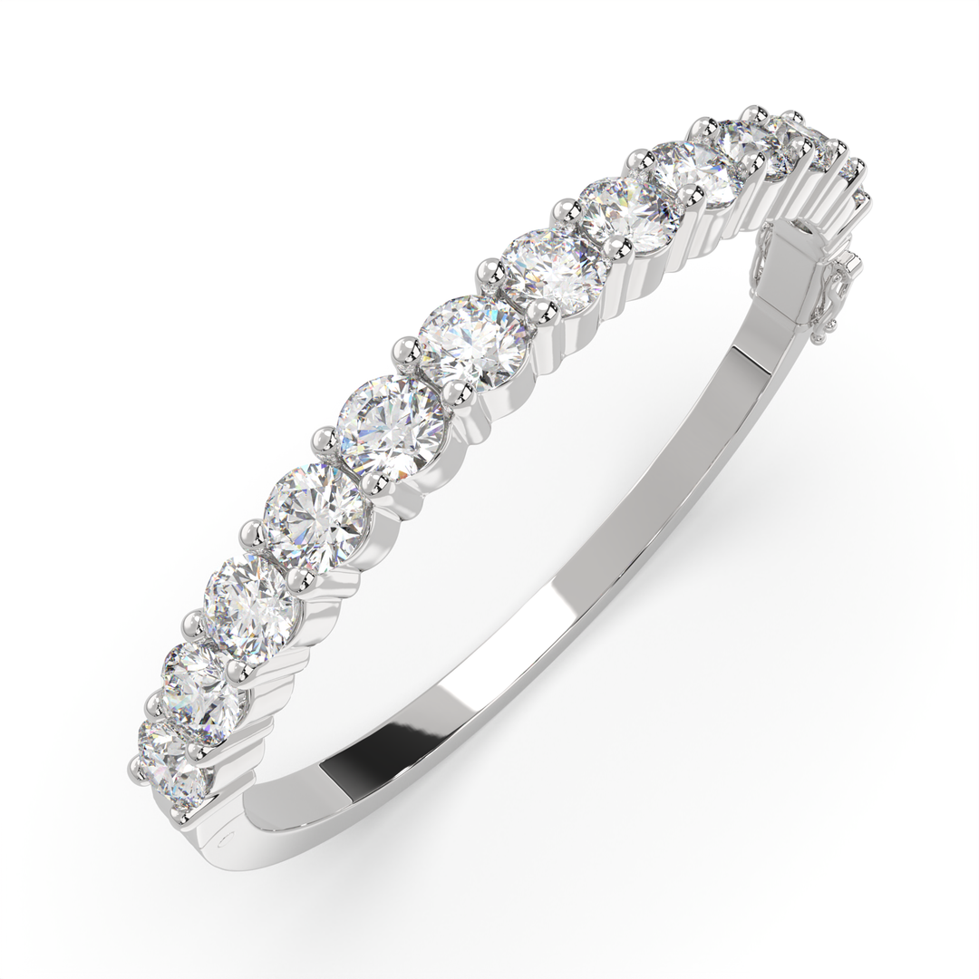 Amaranta Round Cut Diamond Bangle Bracelet Shared Prong Hinged (8 ctw) - Nivetta