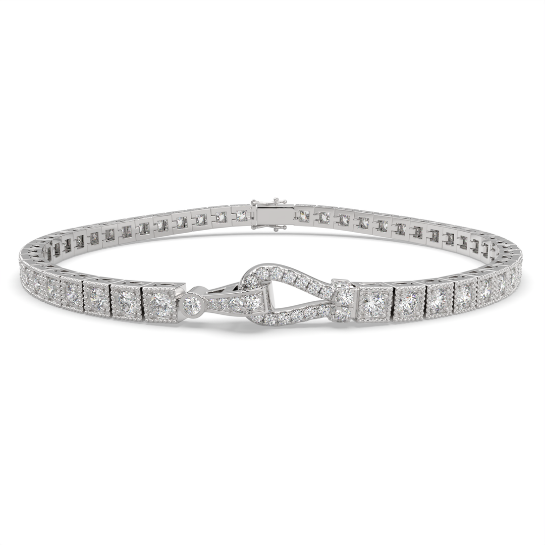 Amaryllis Round Cut Diamond Tennis Bracelet Buckle Clasp (2 ctw) - Nivetta
