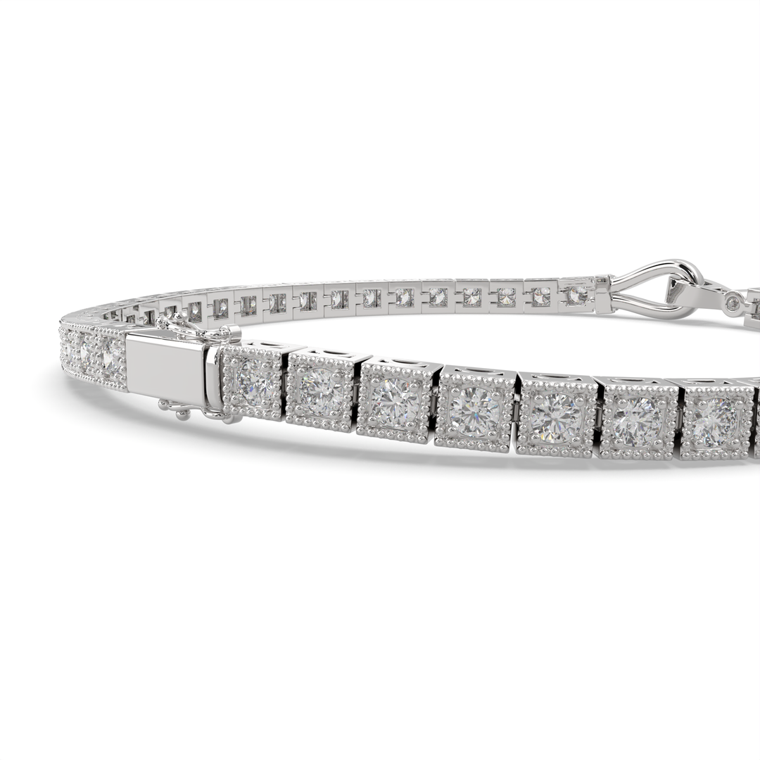 Amaryllis Round Cut Diamond Tennis Bracelet Buckle Clasp (2 ctw) - Nivetta