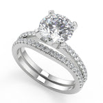 Load image into Gallery viewer, Amber French Pave Classic Round Cut Diamond Engagement Ring - Nivetta