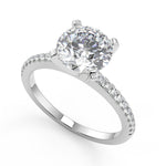 Load image into Gallery viewer, Amber French Pave Classic Round Cut Diamond Engagement Ring - Nivetta