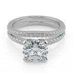Load image into Gallery viewer, Amber French Pave Classic Round Cut Diamond Engagement Ring - Nivetta