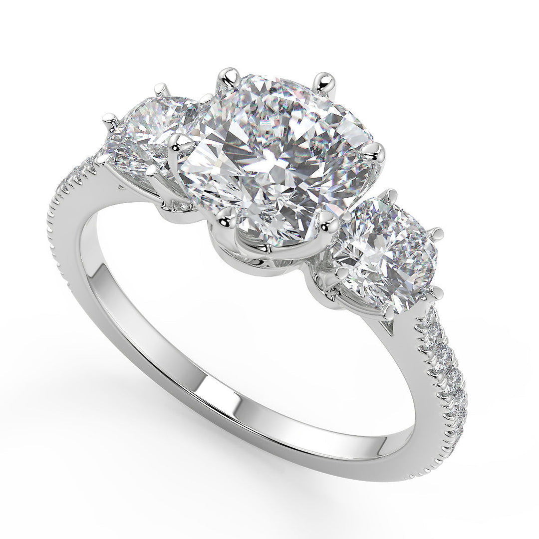 Anahi 3 Stone French Pave Cushion Cut Diamond Engagement Ring - Nivetta