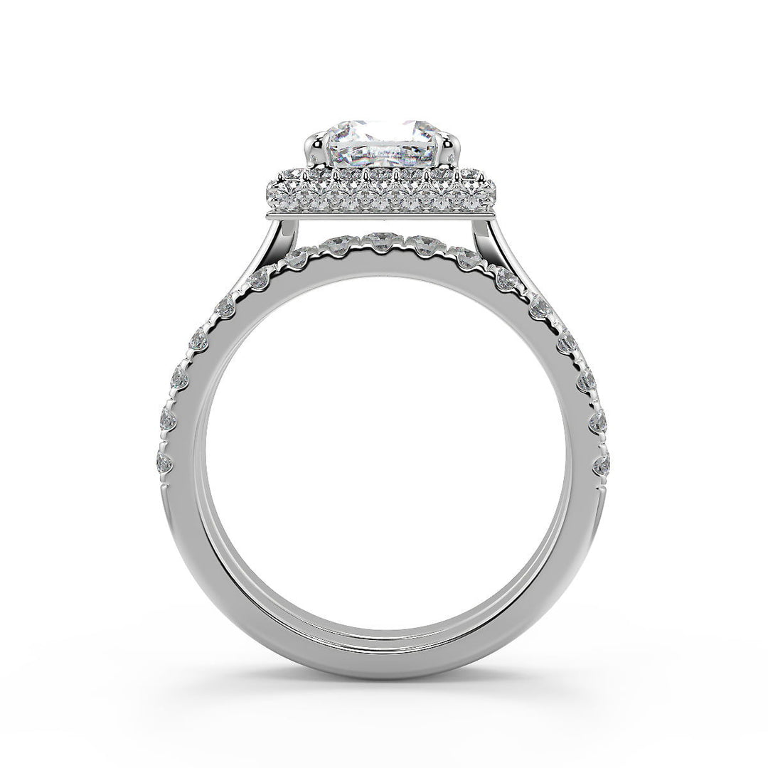 Anastasia Micro Pave Halo Cushion Cut Diamond Engagement Ring - Nivetta