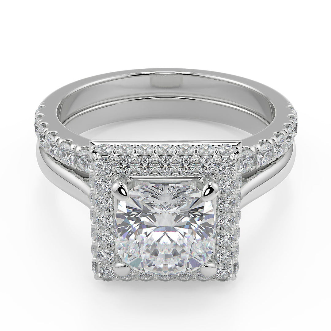 Anastasia Micro Pave Halo Cushion Cut Diamond Engagement Ring - Nivetta