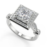 Load image into Gallery viewer, Angela Halo Pave Set Princess Cut Diamond Engagement Ring - Nivetta