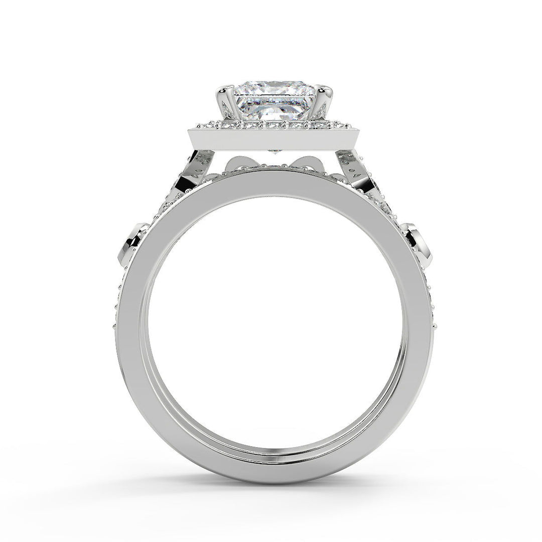 Angela Halo Pave Set Princess Cut Diamond Engagement Ring - Nivetta