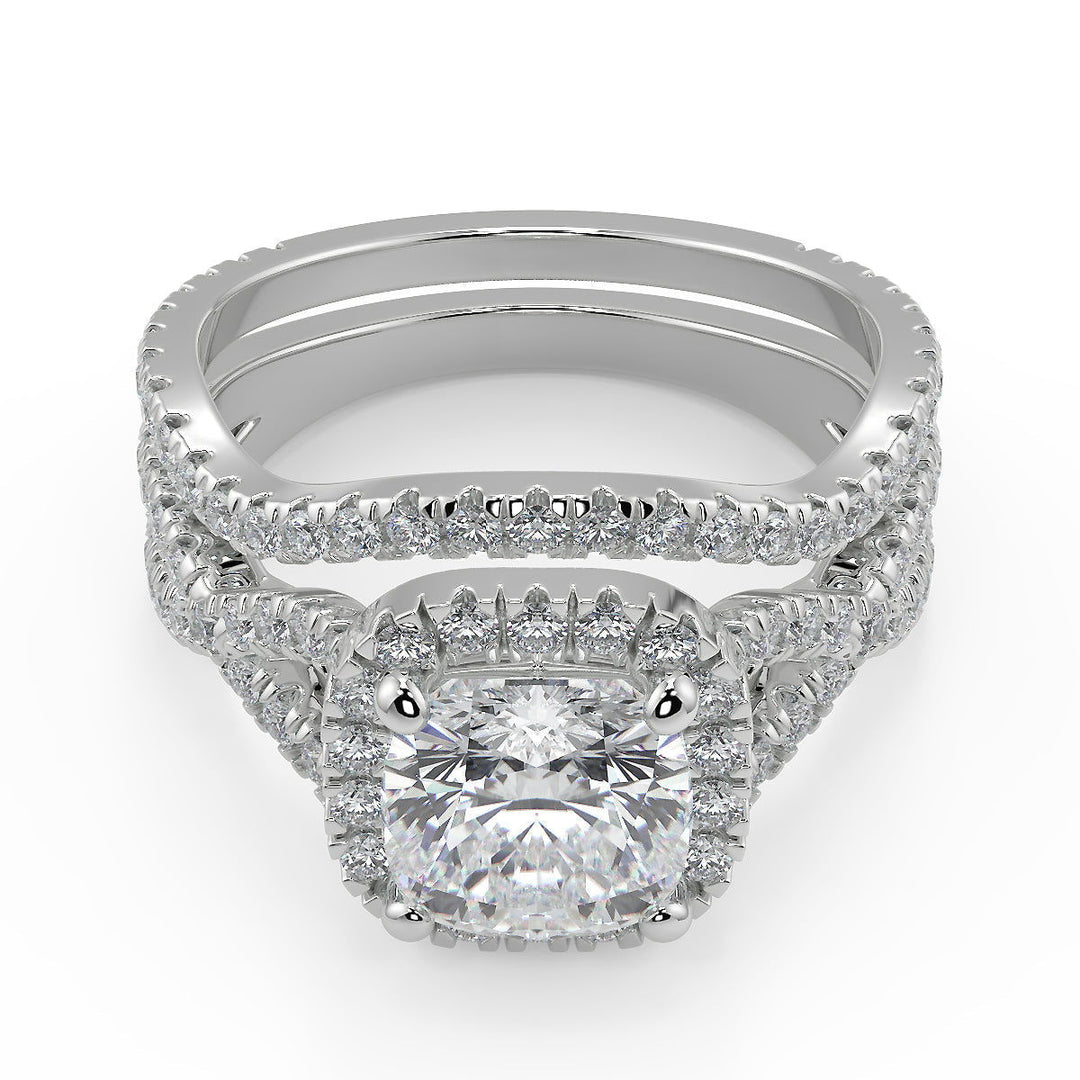 Angelique Micro Pave Halo Infinity Cushion Cut Engagement Ring - Nivetta